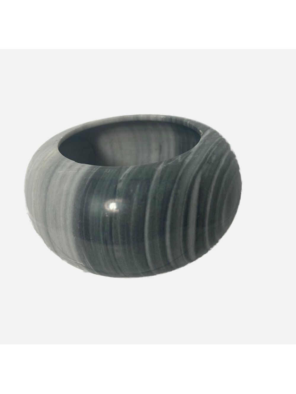 Vintage Marble Bowl Trinket Storage Round Gray 6.5x4” Minimalist Heavy